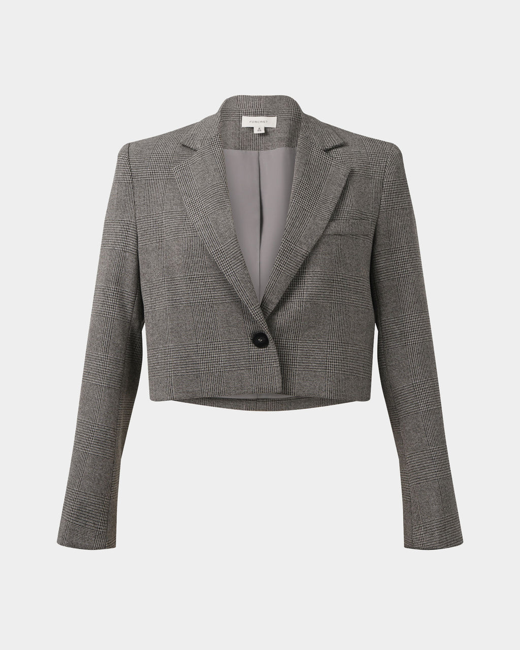 Kai Checked Crop Blazer in beige black — product-only view