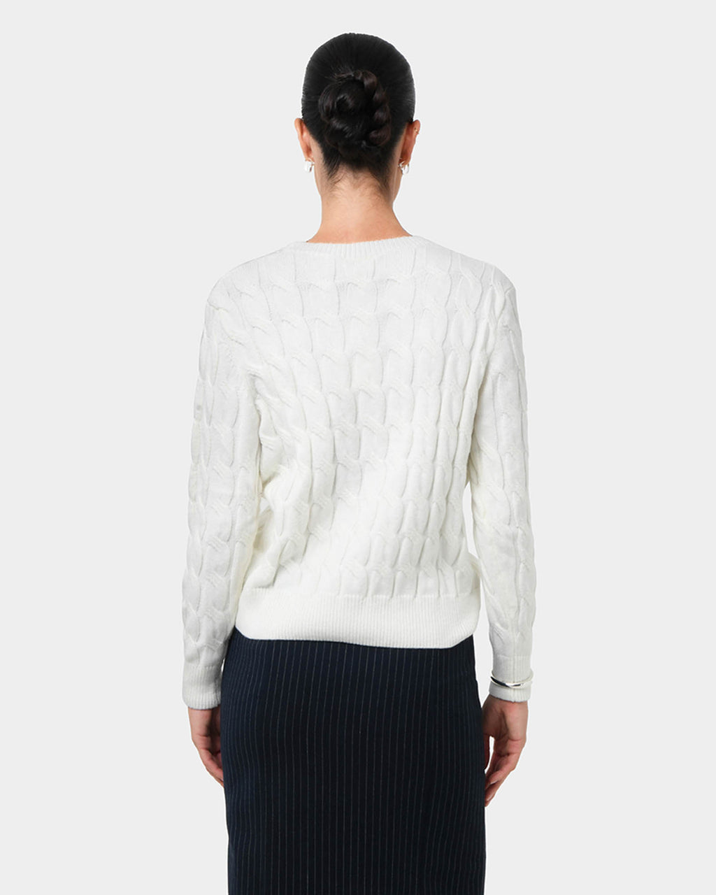 Janna Cable Jumper in ivory — back view