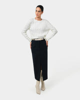 Janna Cable Jumper in ivory — full-length view