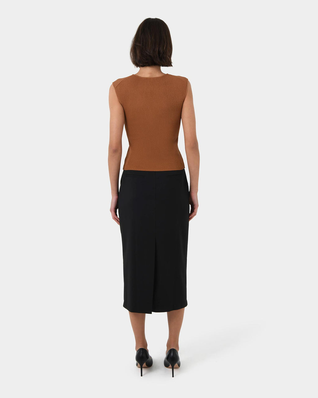 Viviana Sleeveless Knit Top in camel — view 4
