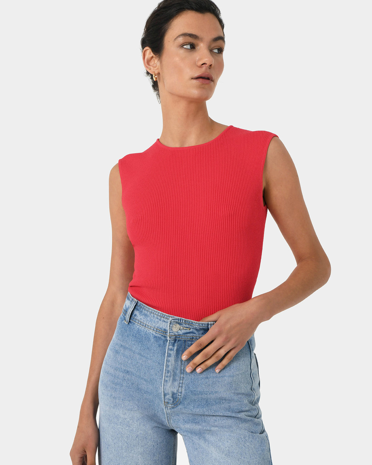 Viviana Sleeveless Knit Top in hibiscus — view 2