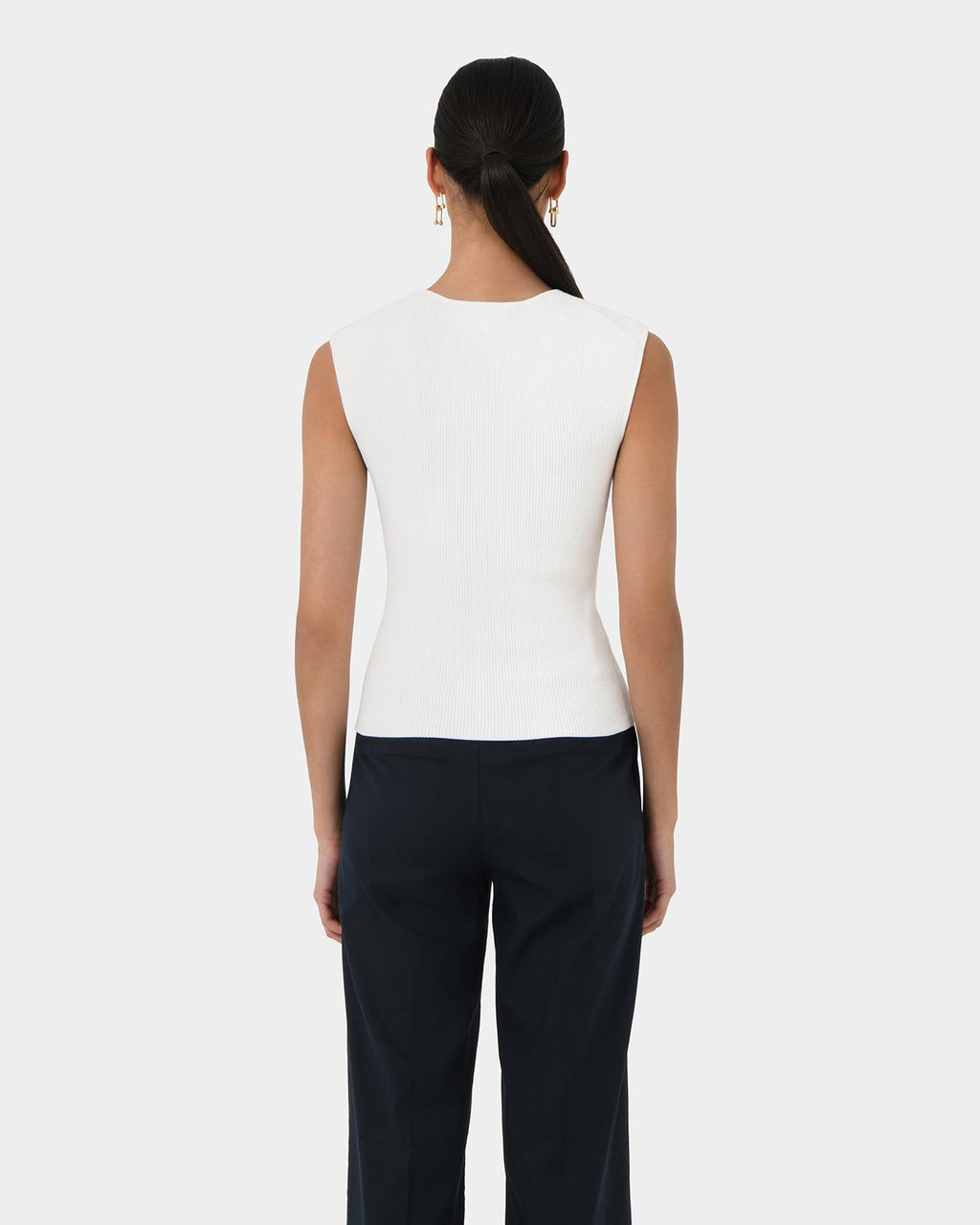 Viviana Sleeveless Knit Top in ivory — back view