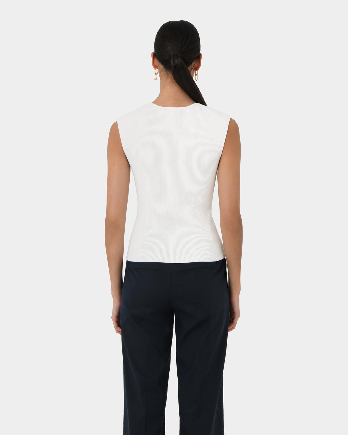 Viviana Sleeveless Knit Top in ivory — back view