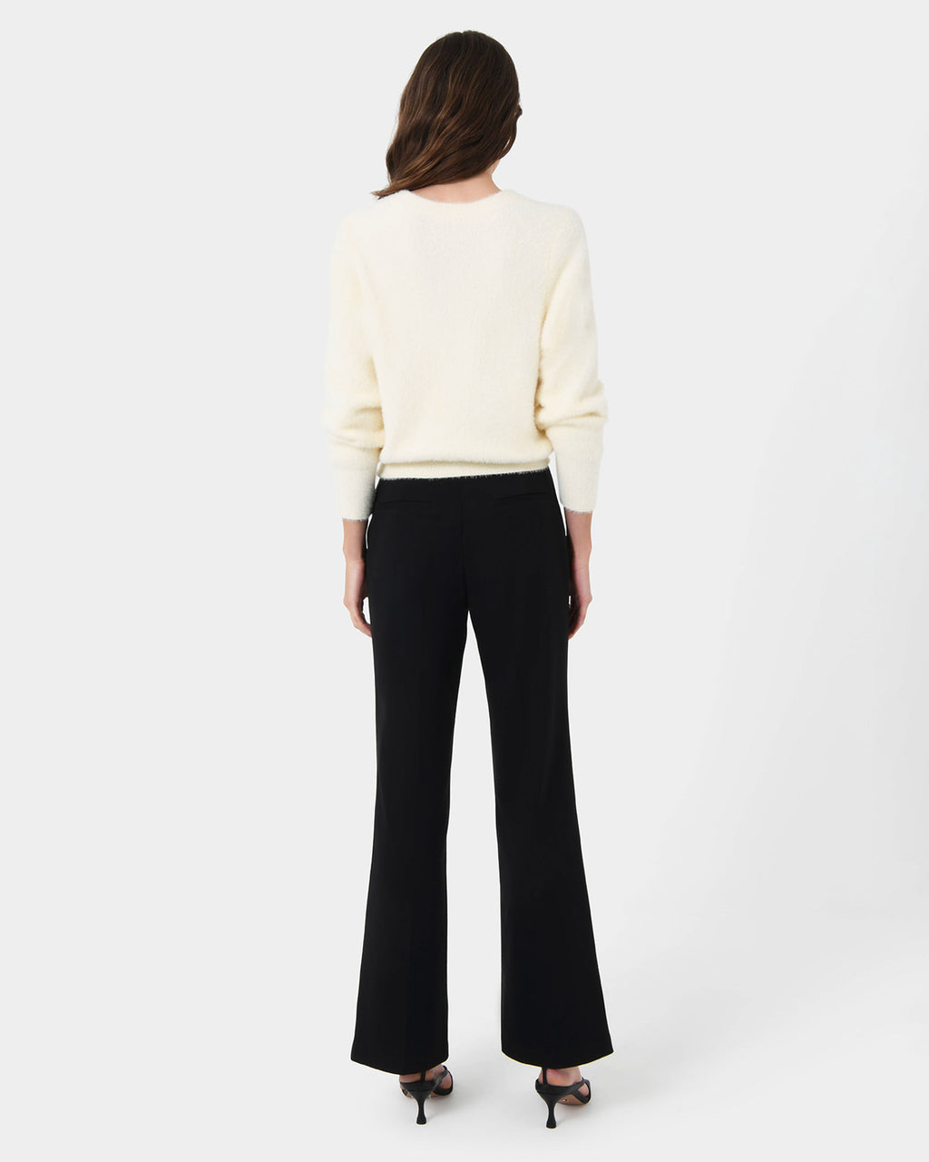 Haisley Fluffy Crewneck Knit in ivory — back view