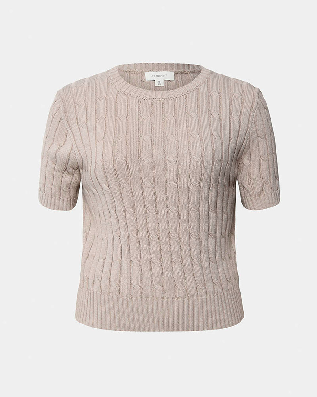 Anita Short Sleeve Cable Knit in light taupe — product-only view