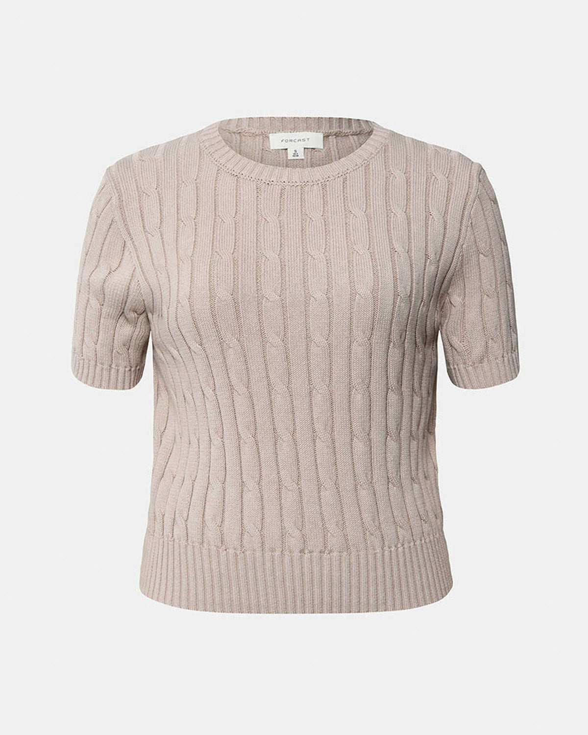 Anita Short Sleeve Cable Knit in light taupe — product-only view
