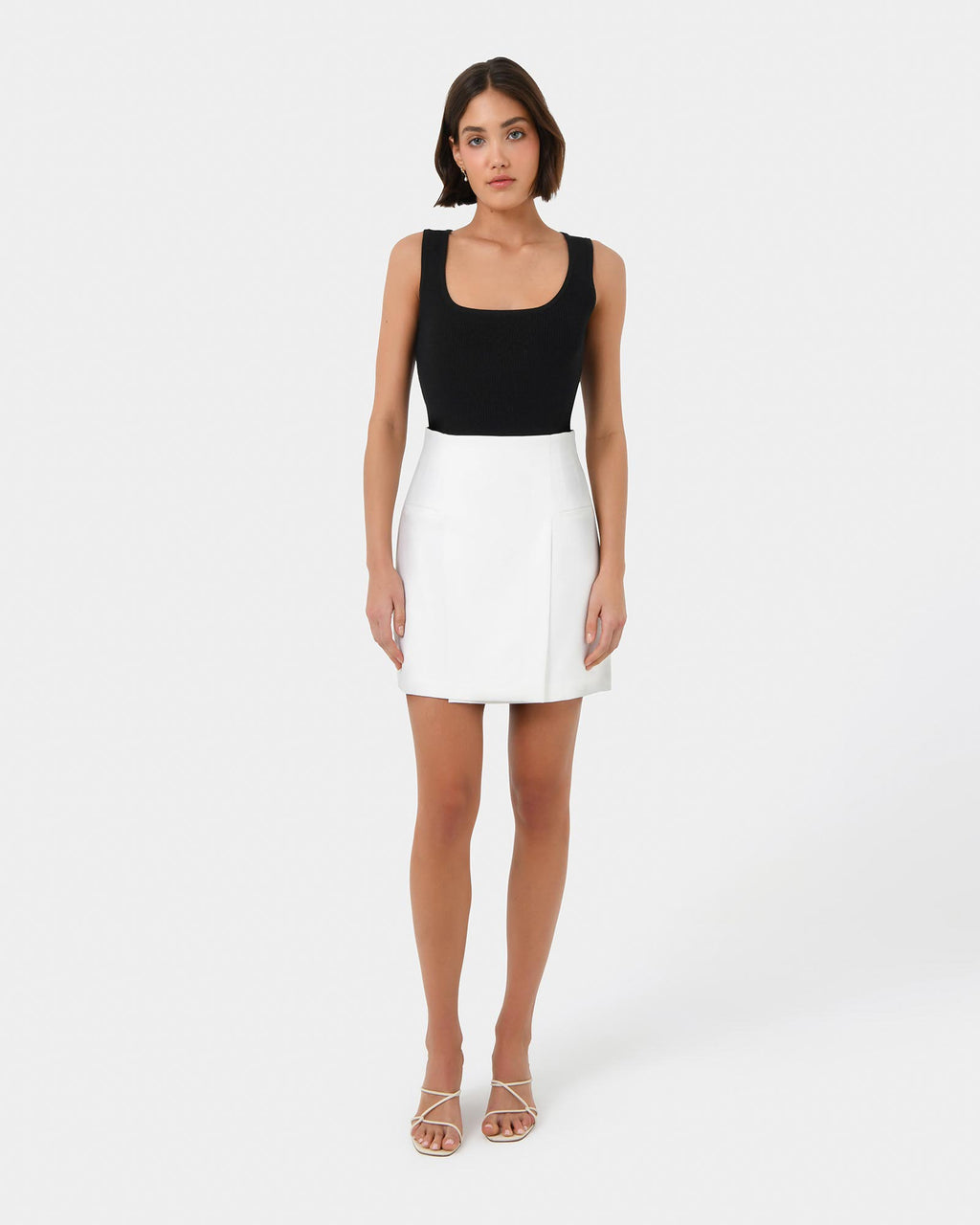 Vivi Rib Knit Tank Top in black — full-length view