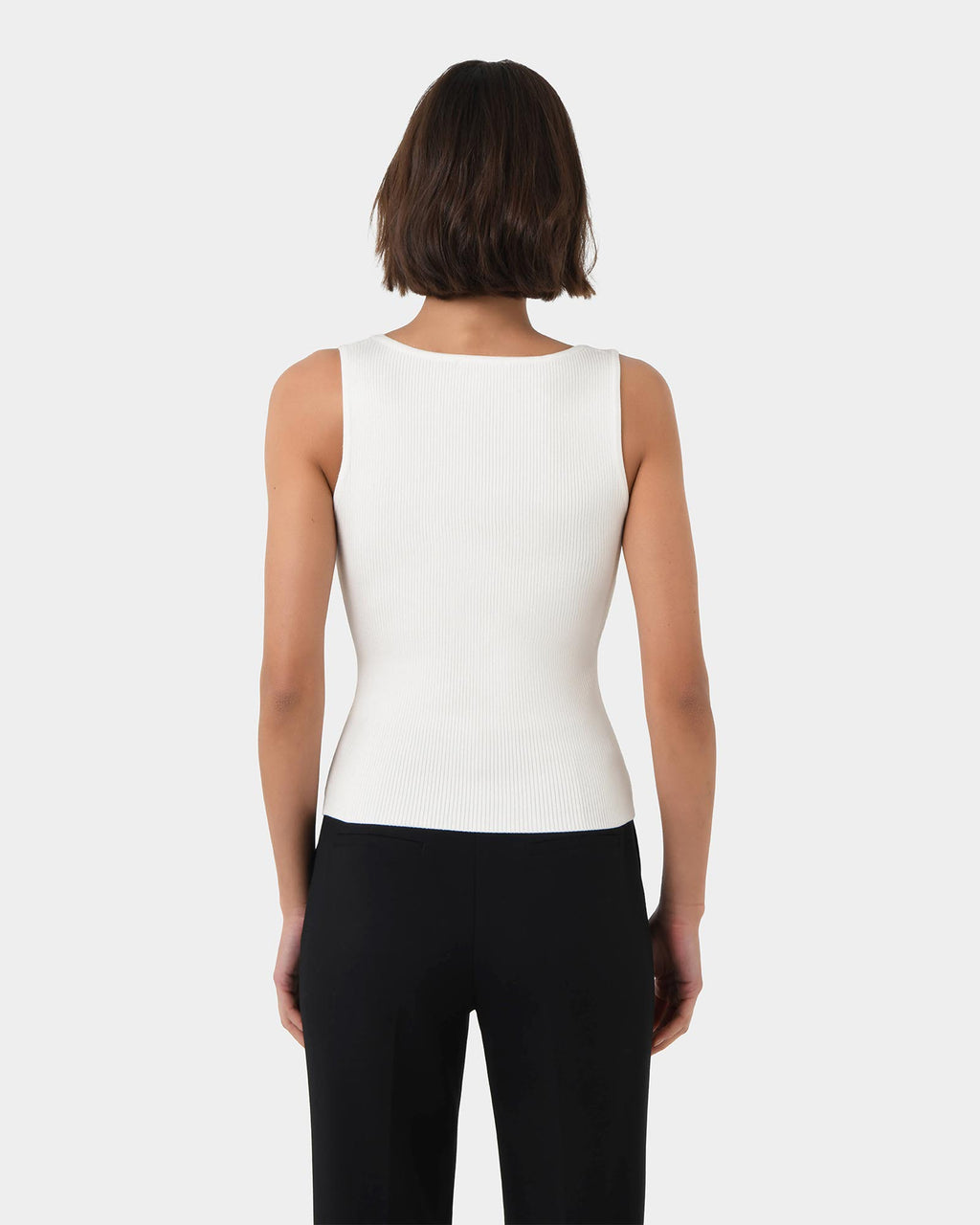 Vivi Rib Knit Tank Top in ivory — back view