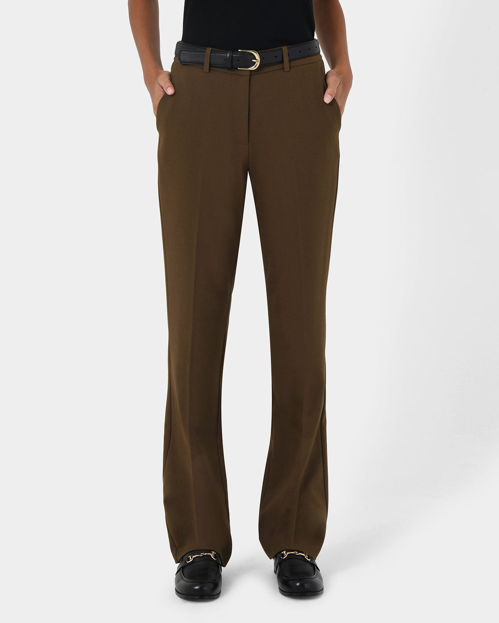 Hunter Slim Straight Pants in gold khaki — close-up view