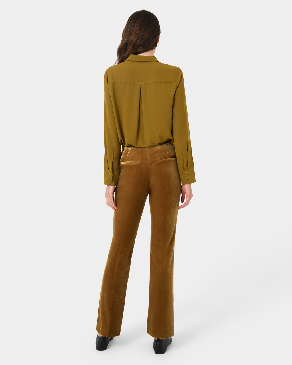 Rowan Corduroy Pants in dark olive — back view