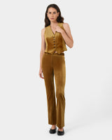Rowan Corduroy Pants in dark olive — full-length view