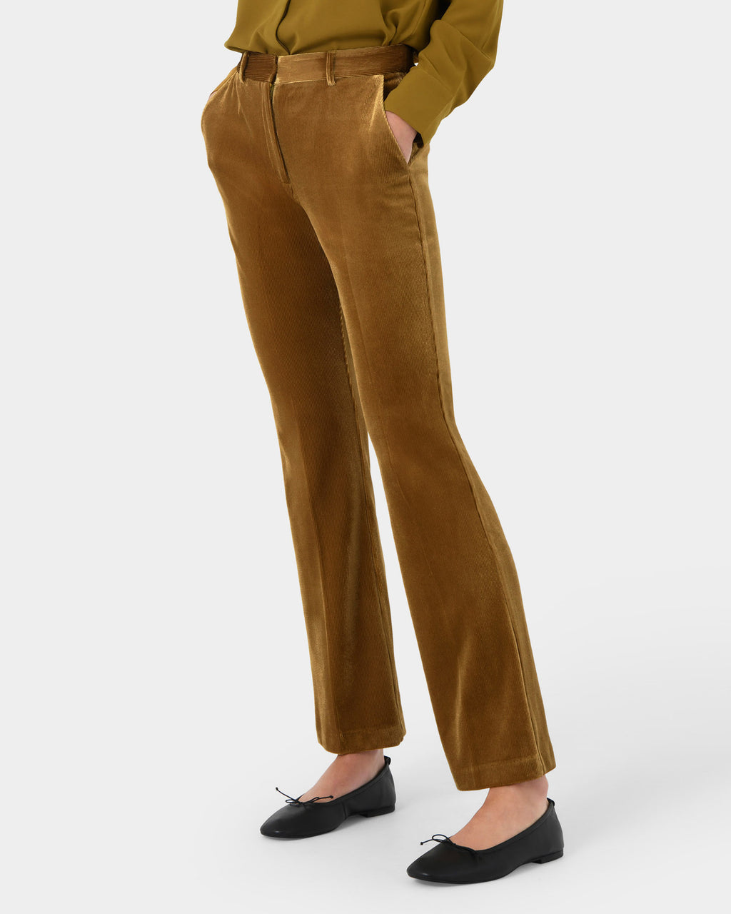 Rowan Corduroy Pants in dark olive — side view