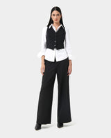 Star Wide Leg Trousers in black — full-length view