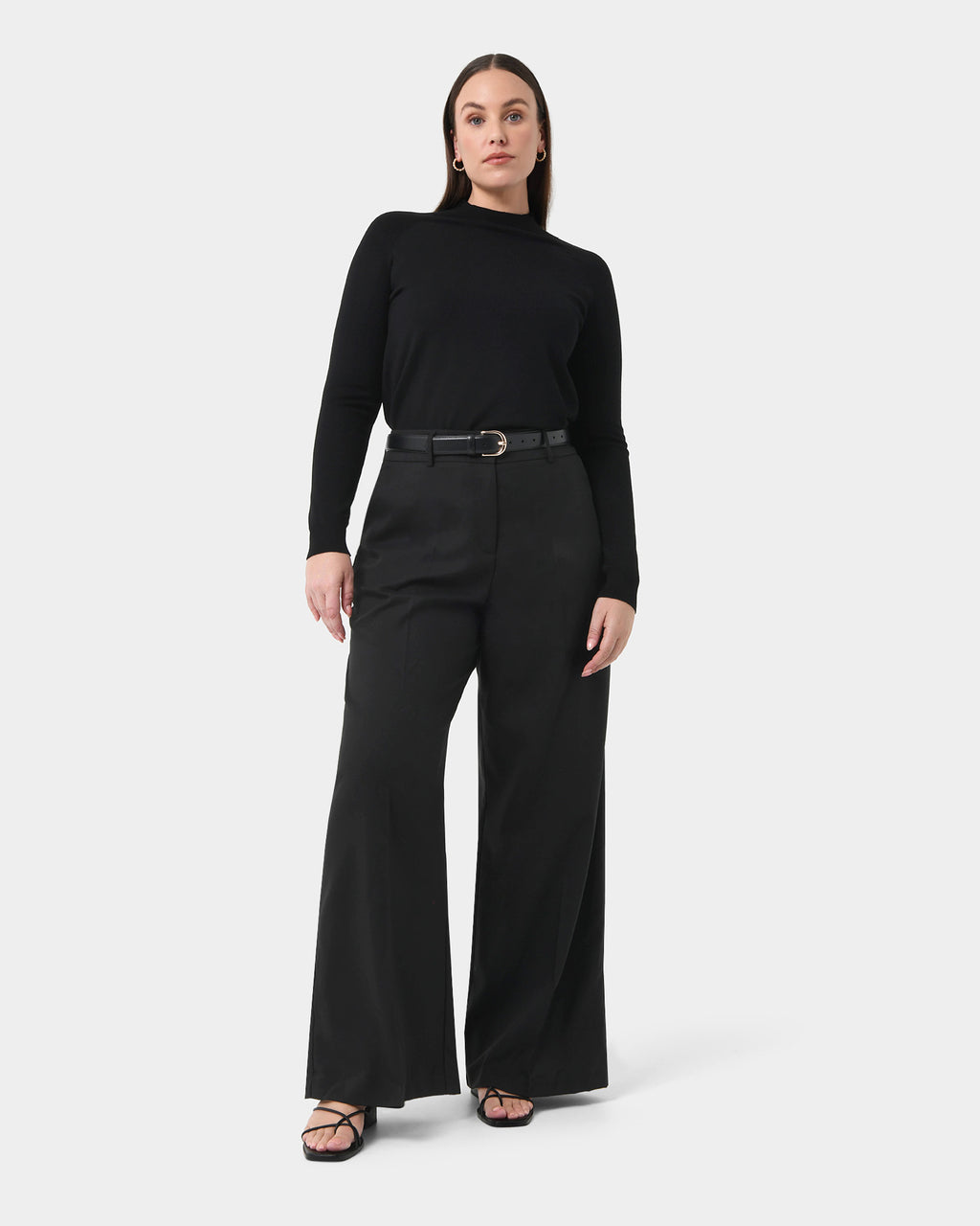 Star Wide Leg Trousers in black — full-length view 3