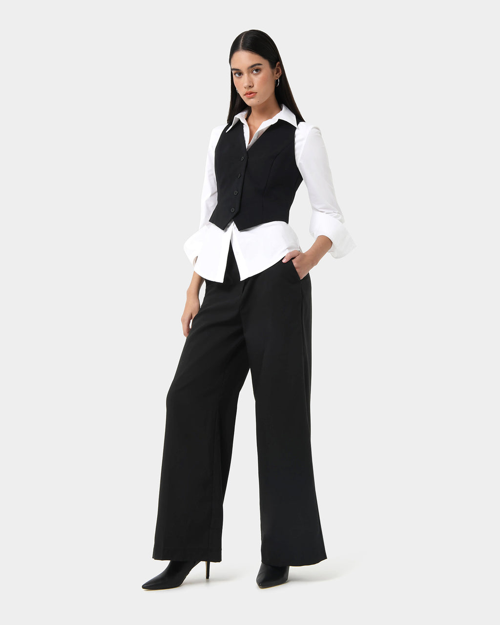 Star Wide Leg Trousers in black — side view
