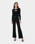 Clover Flare Leg Pants in black — full-length view