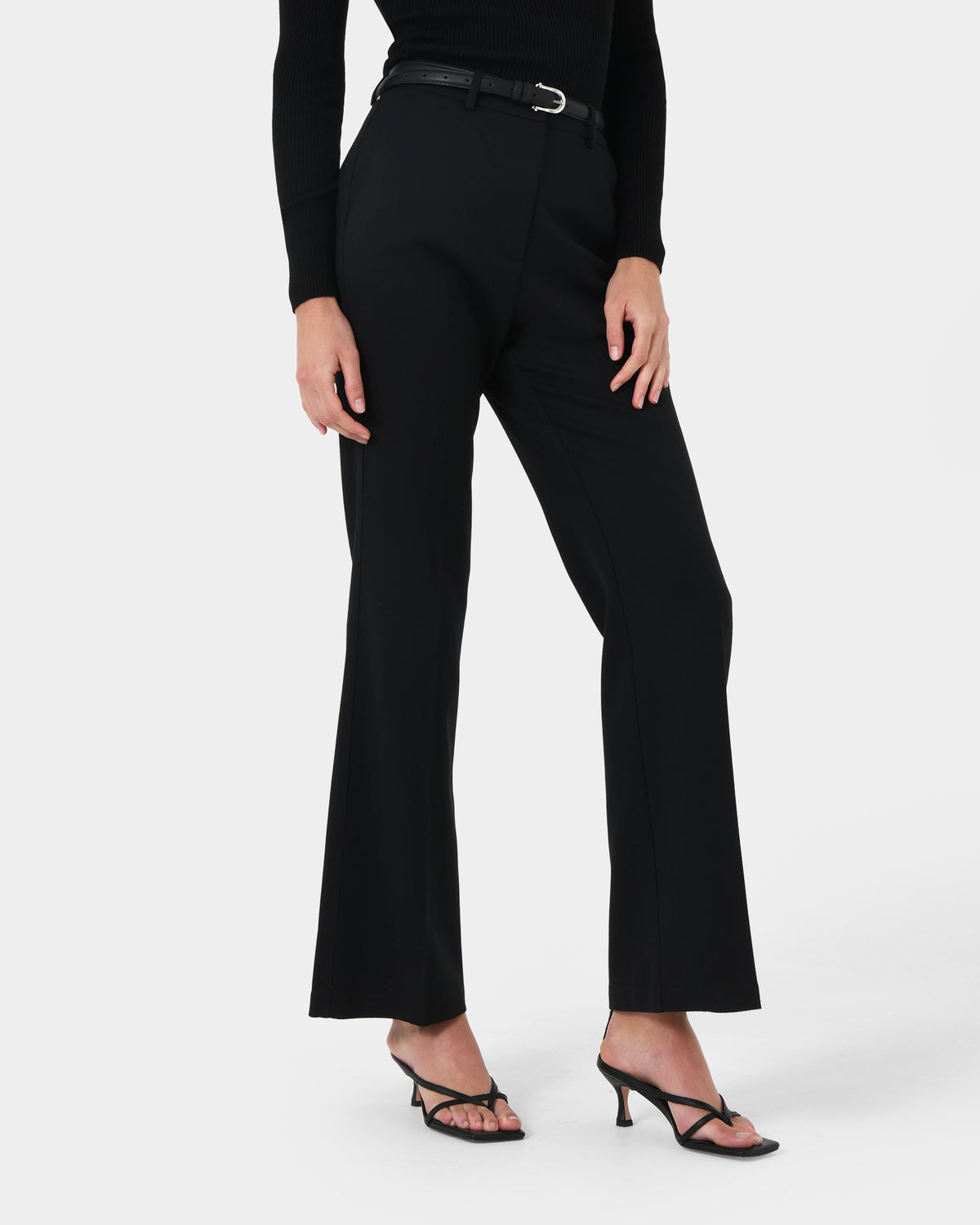 Clover Flare Leg Pants in black — side view