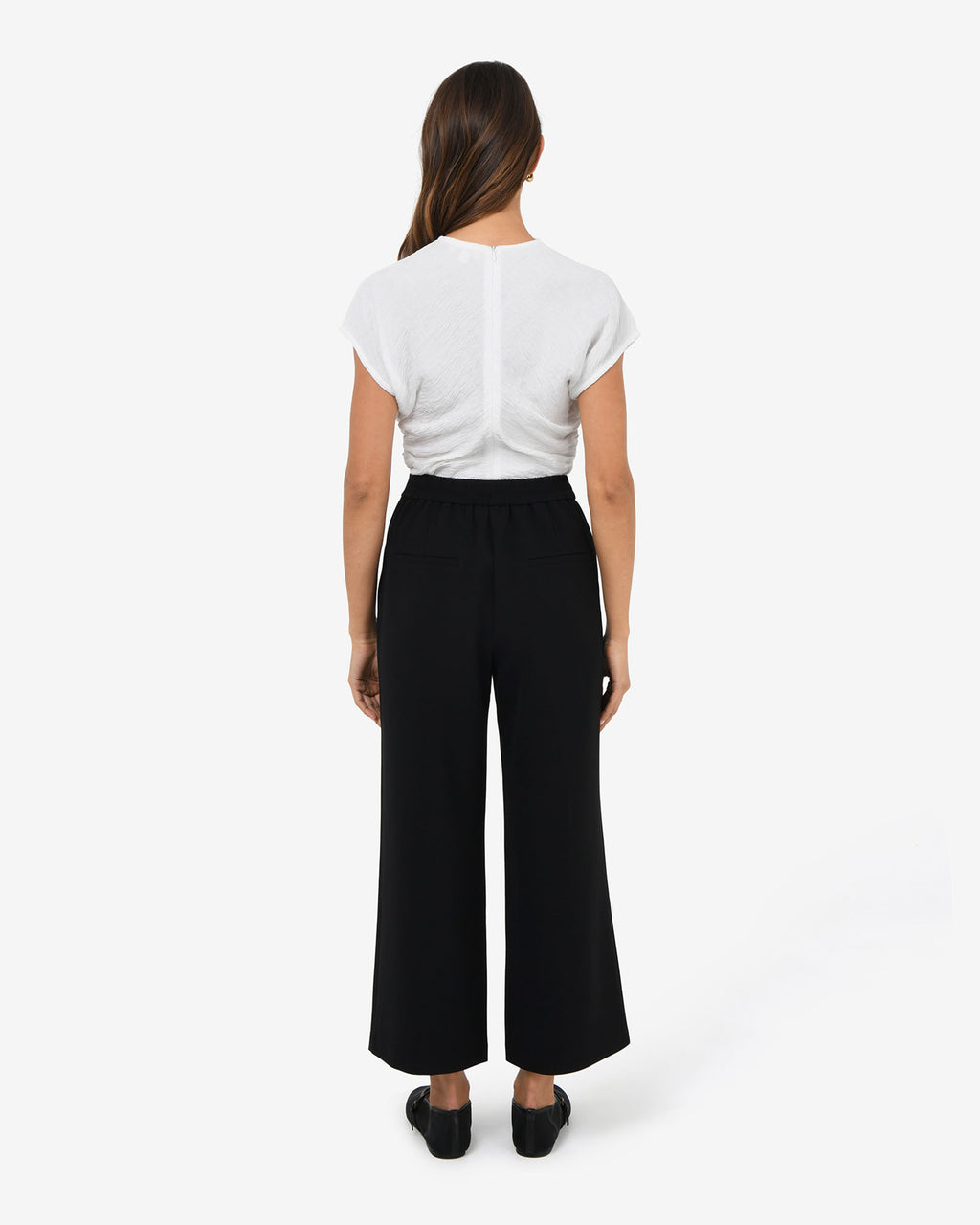 Ace Wide Leg Culotte in black — back view