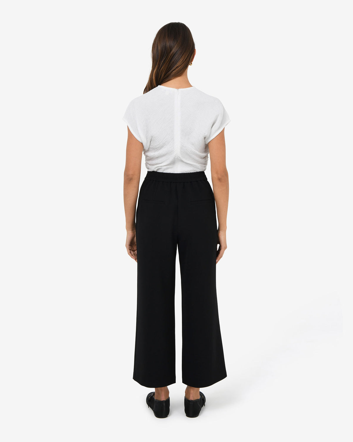 Ace Wide Leg Culotte in black — back view