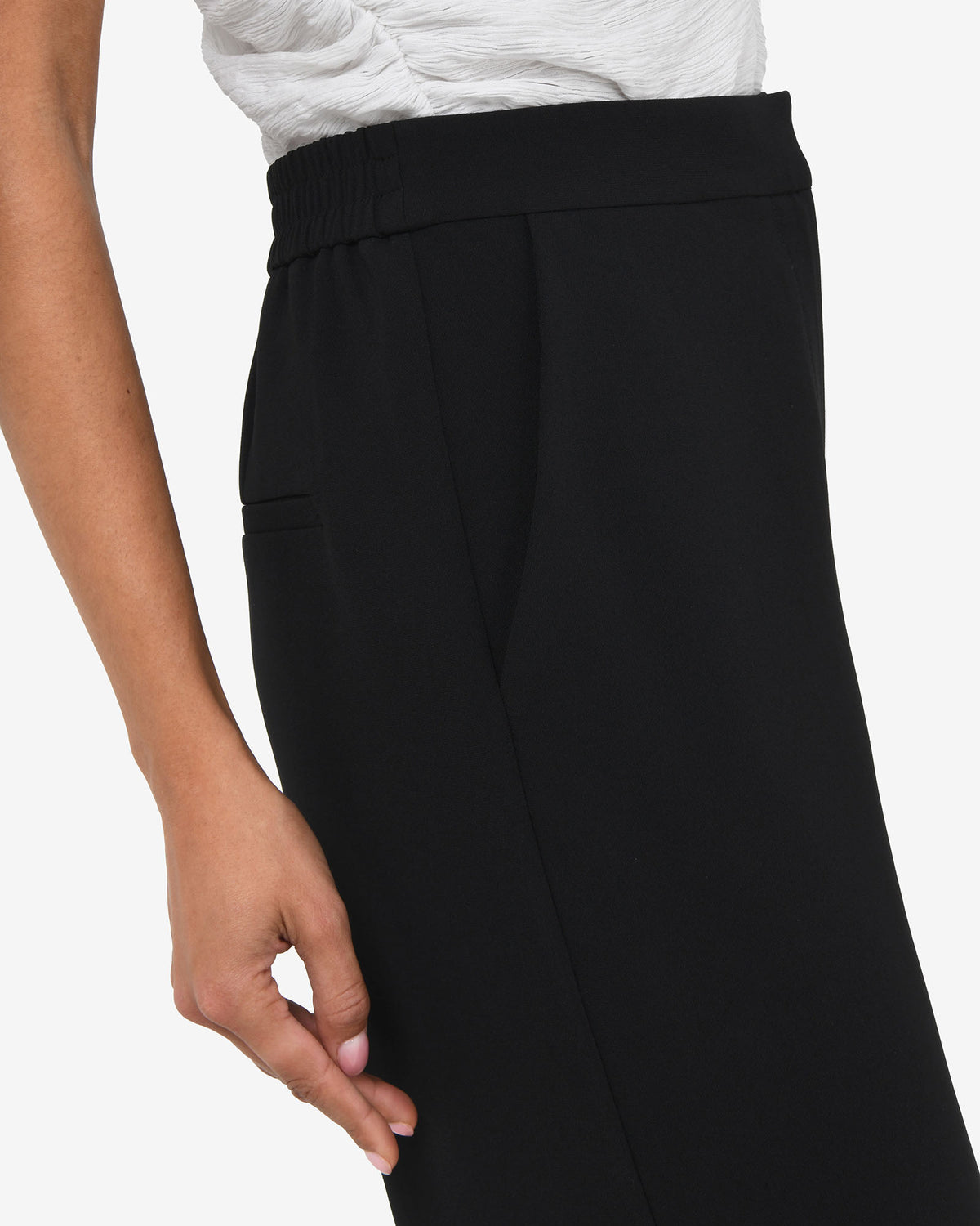 Ace Wide Leg Culotte in black — fabric detail