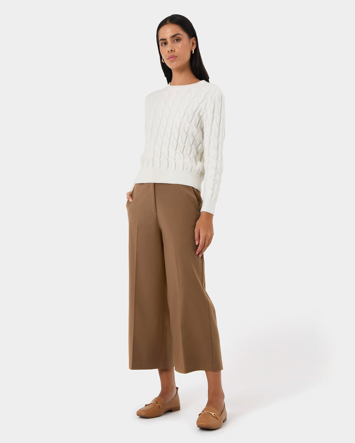 Ayreen High Waist Culotte in camel — side view
