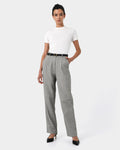 Adela Cotton Wide Leg Pants in grey — full-length view