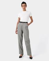 Adela Cotton Wide Leg Pants in grey — full-length view
