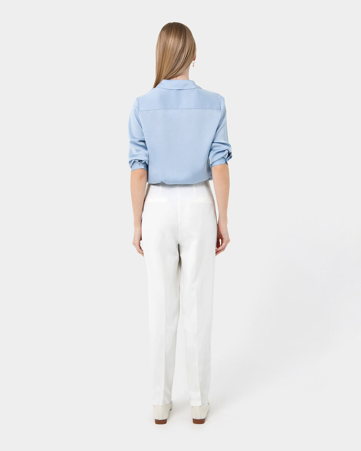 Rylan Tapered Pants in ivory — back view
