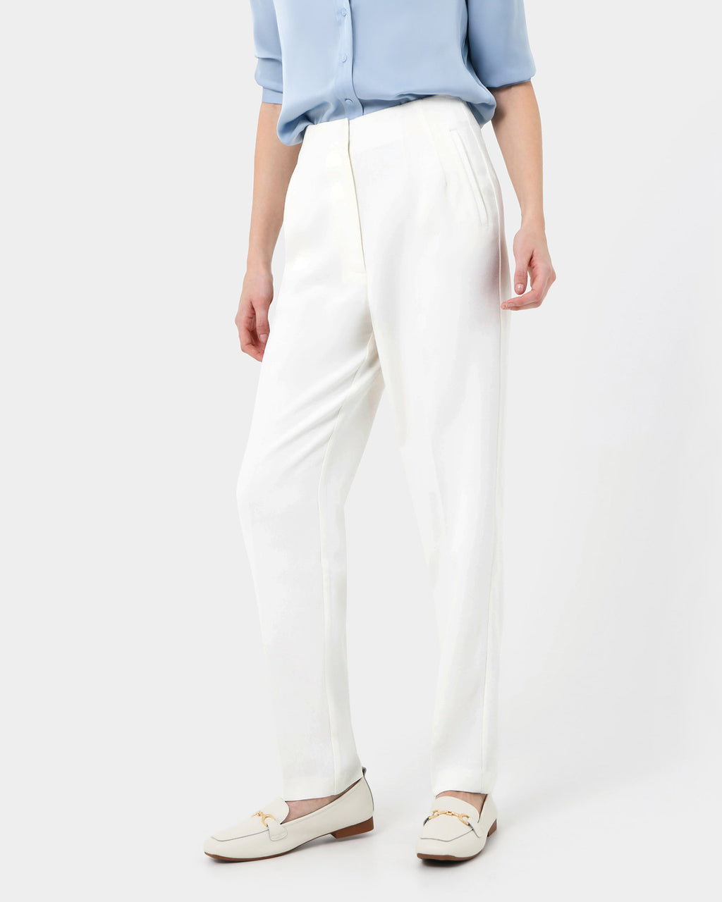 Rylan Tapered Pants in ivory — close-up view
