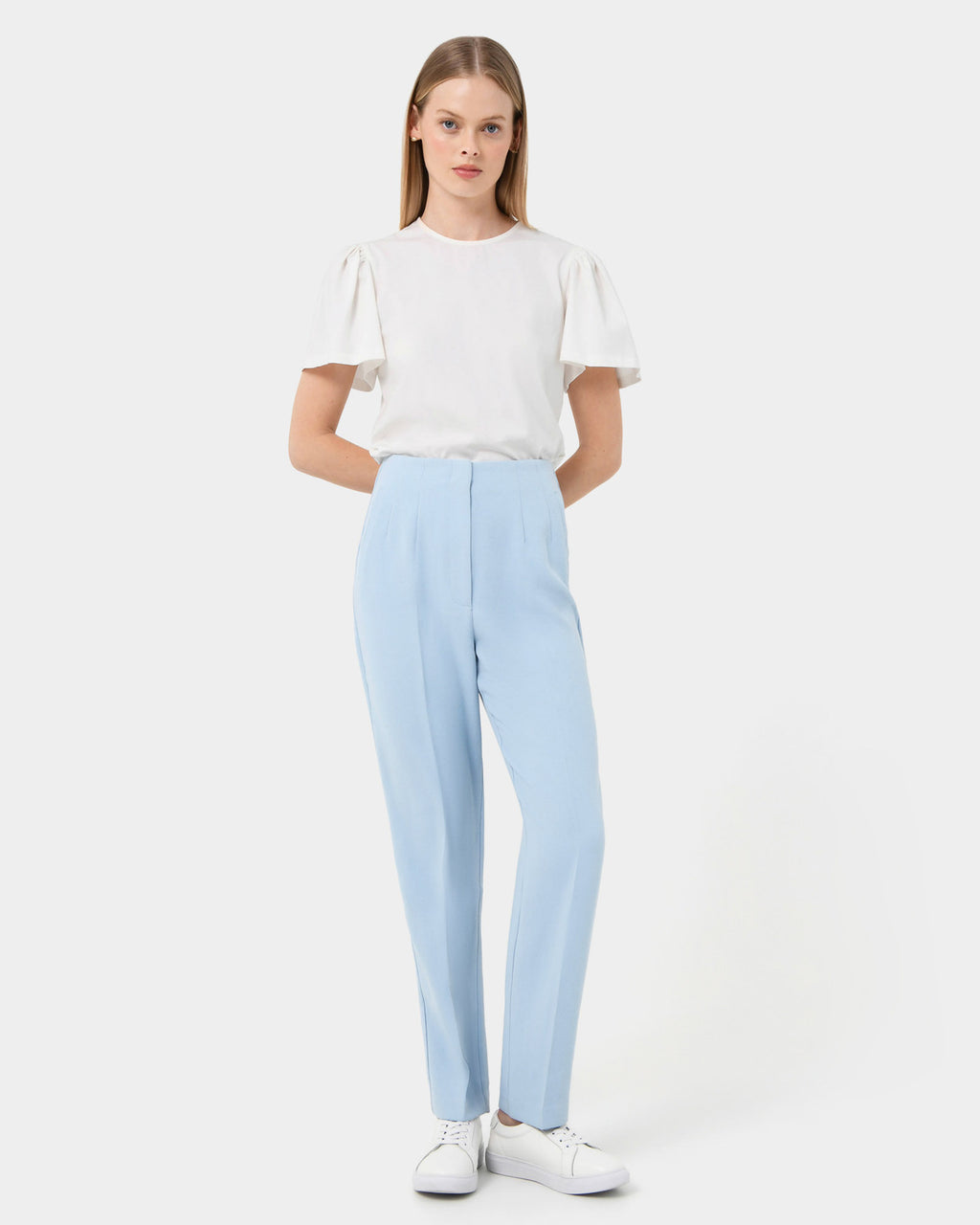 Rylan Tapered Pants in sky blue — full-length view