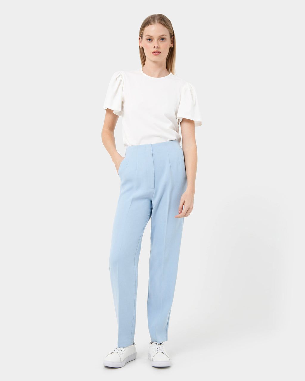 Rylan Tapered Pants in sky blue — full-length view 2
