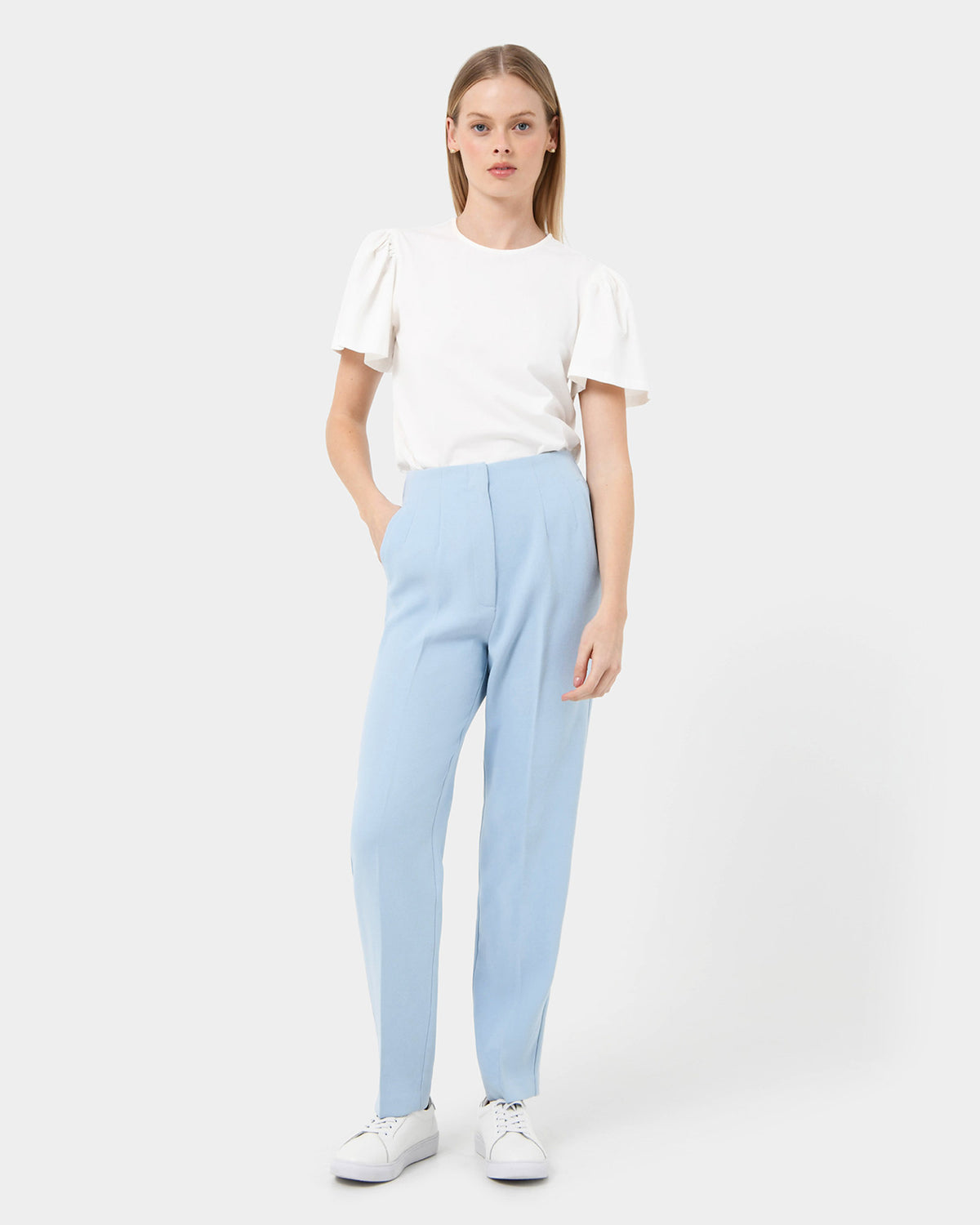 Rylan Tapered Pants in sky blue — full-length view 2