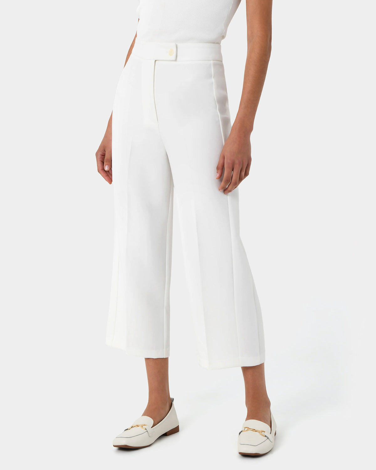Nikki Side Panel Pants in ivory — close-up view