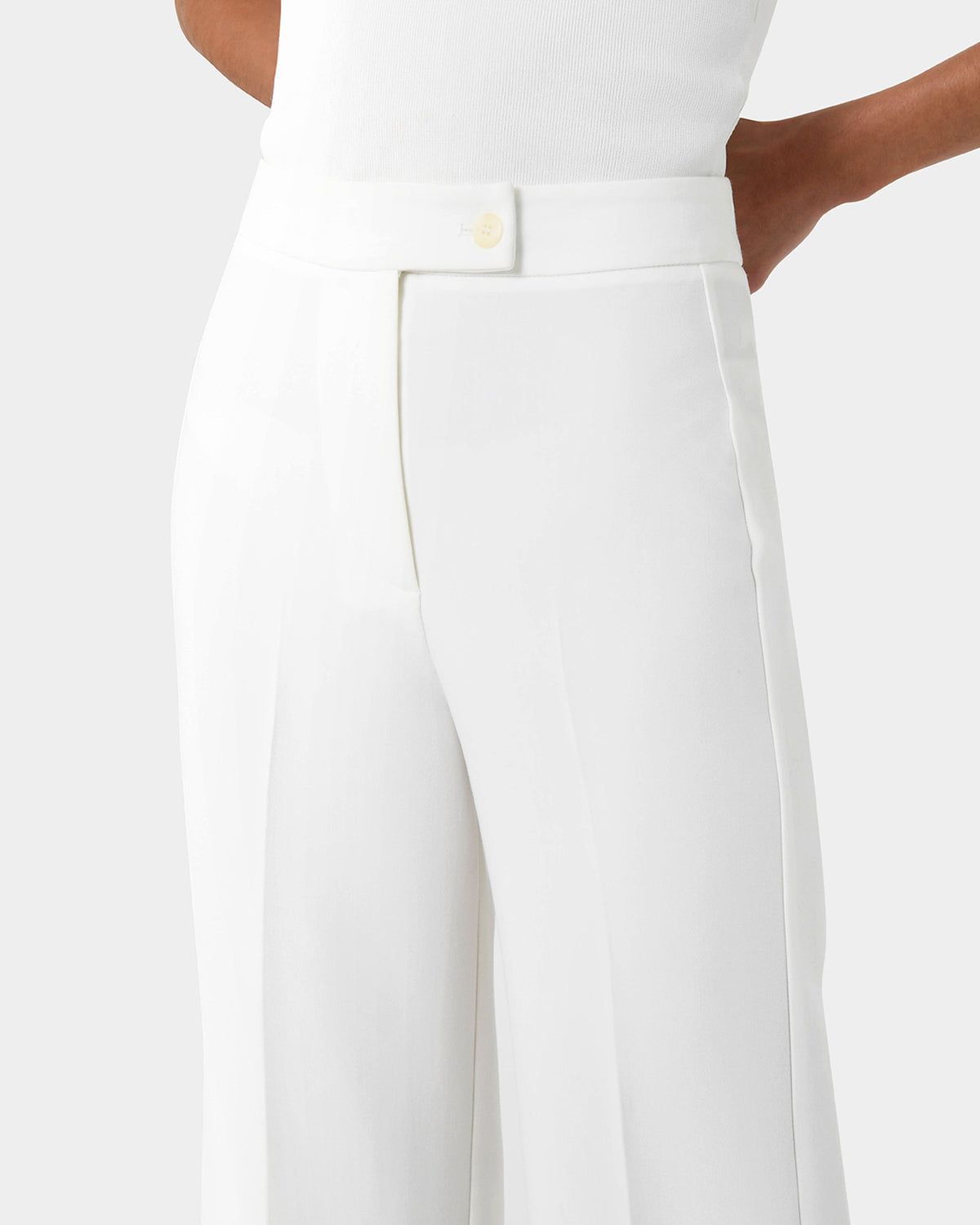 Nikki Side Panel Pants in ivory — fabric detail