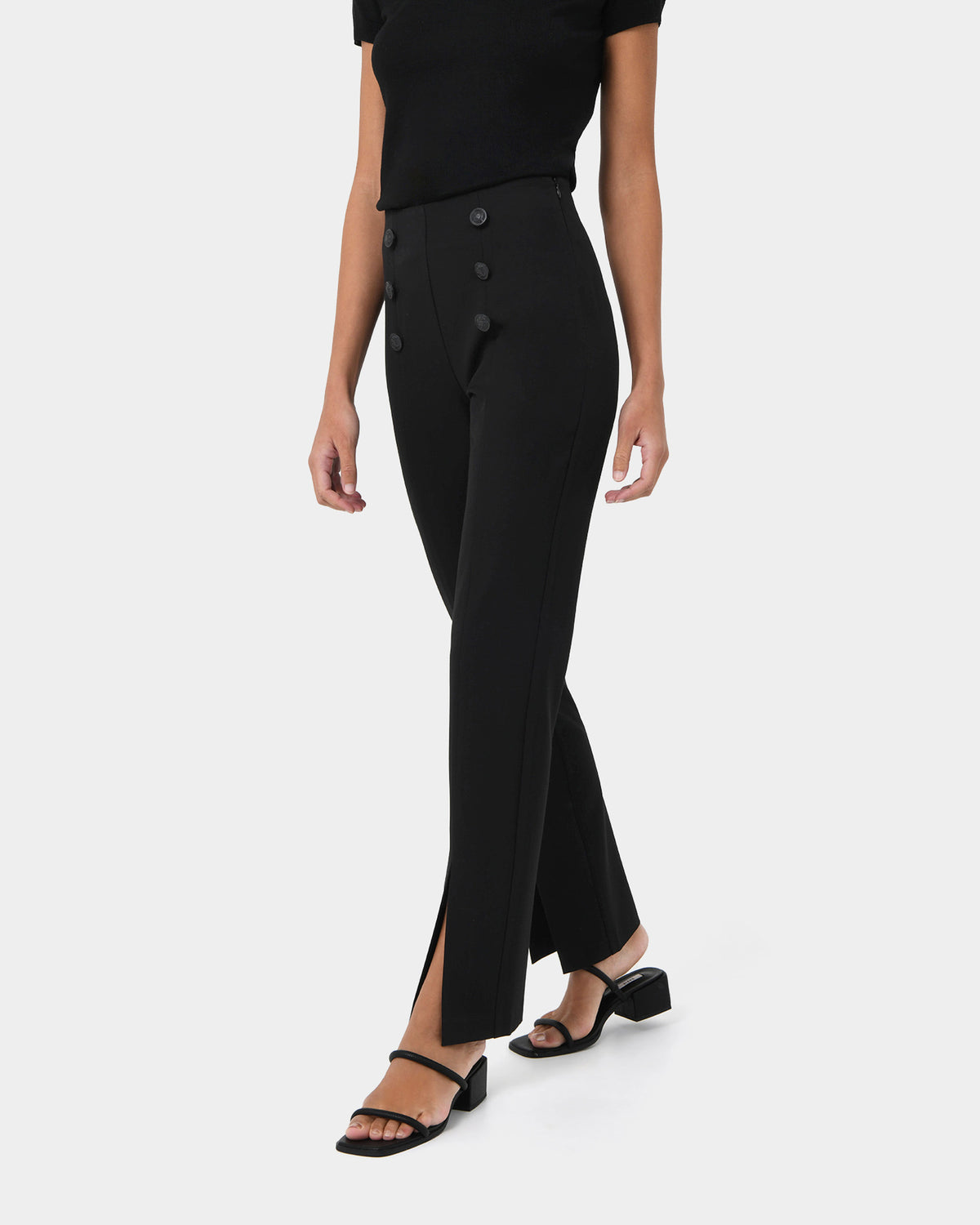 Emory Split Hem Pants in black — side view