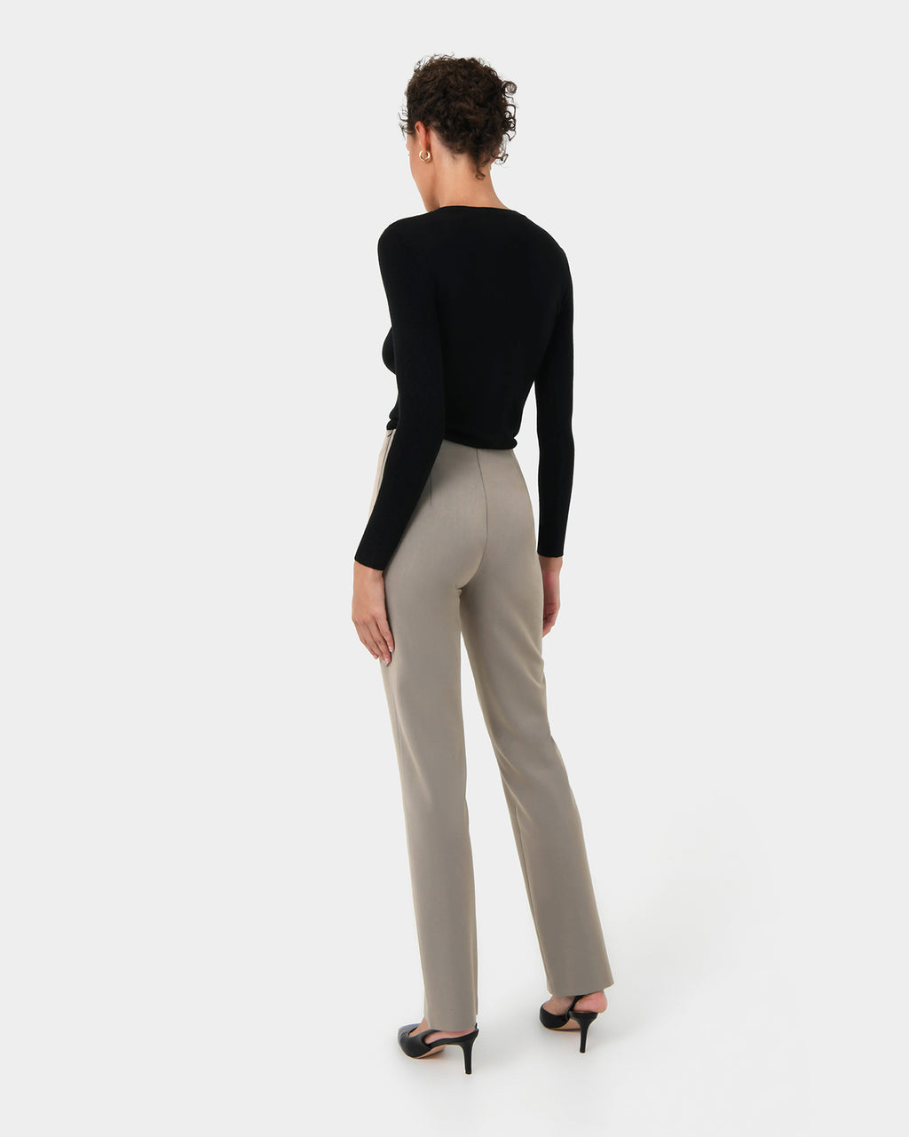 Emory Split Hem Pants in vintage khaki — back view
