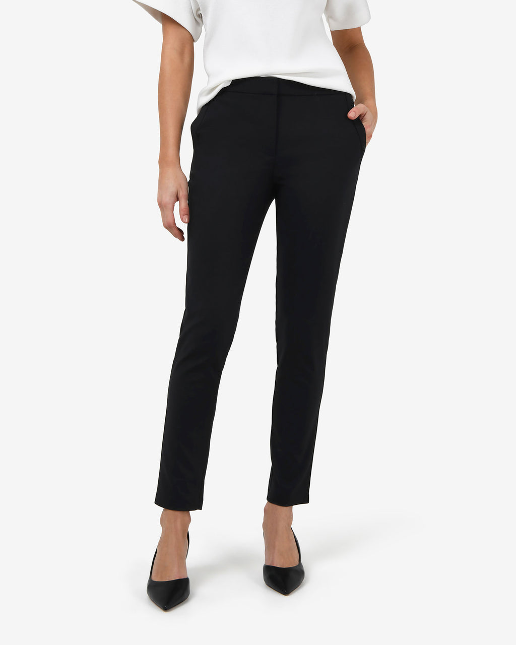 New Taylor Slim Pants in black — close-up view
