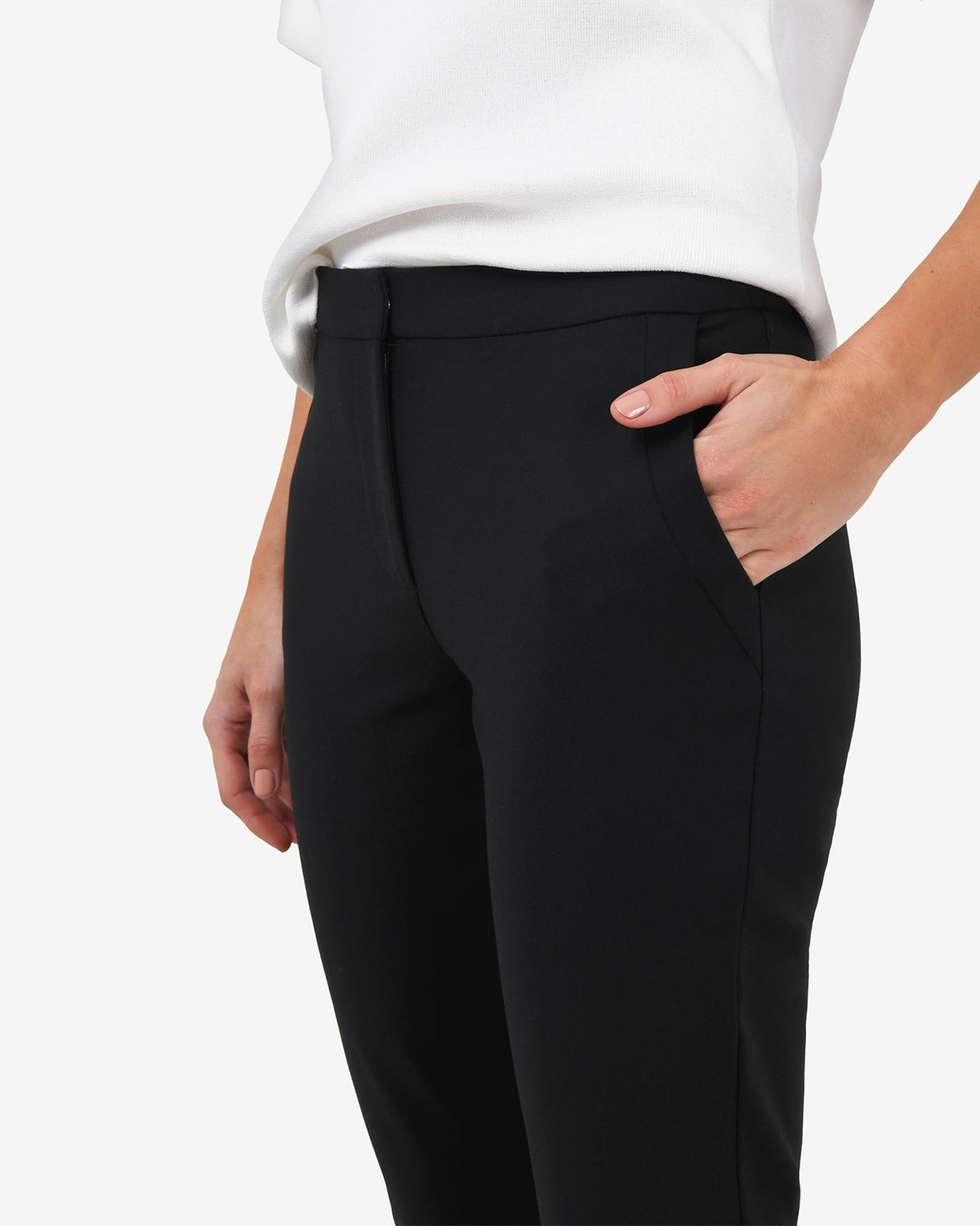 New Taylor Slim Pants in black — fabric detail