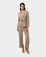 Rain Elastic Waist Pants in camel — full-length view