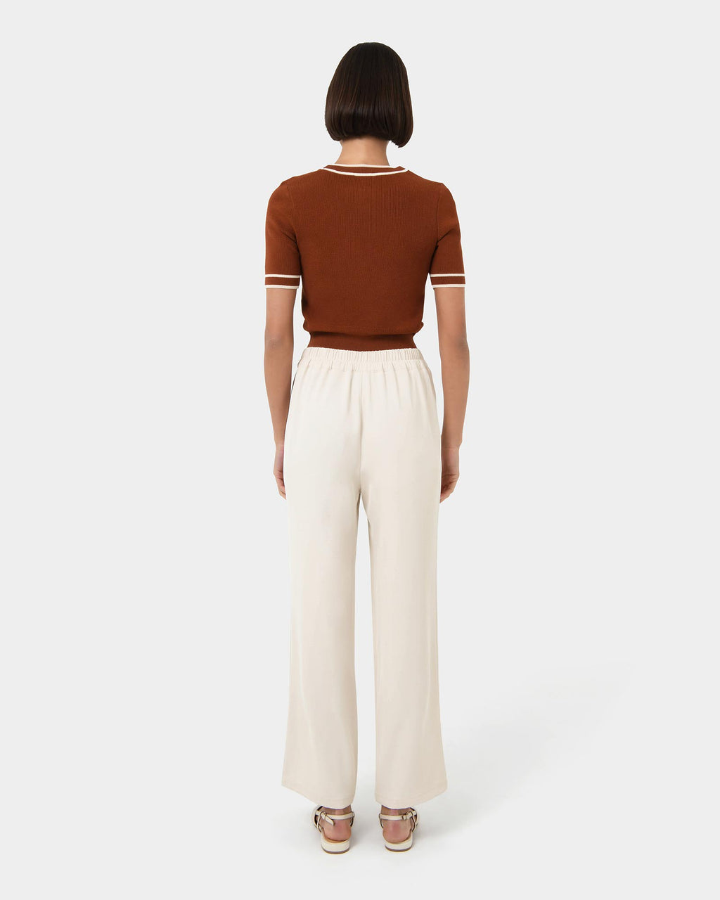 Rain Elastic Waist Pants in ecru — back view