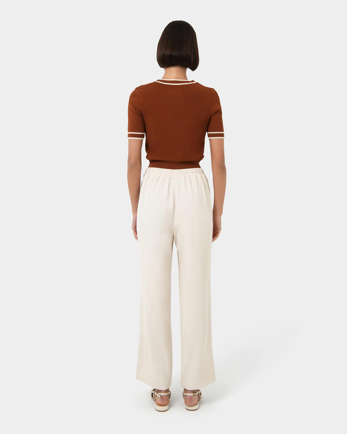 Rain Elastic Waist Pants in ecru — back view