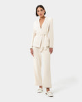 Rain Elastic Waist Pants in ecru — full-length view