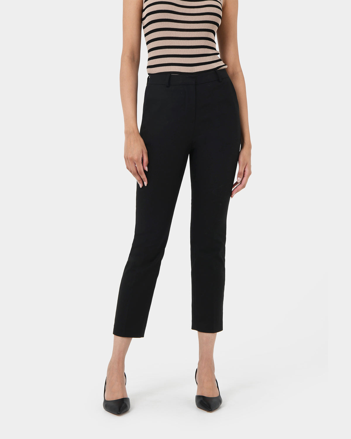Hadley Straight Leg Pants in black — close-up view