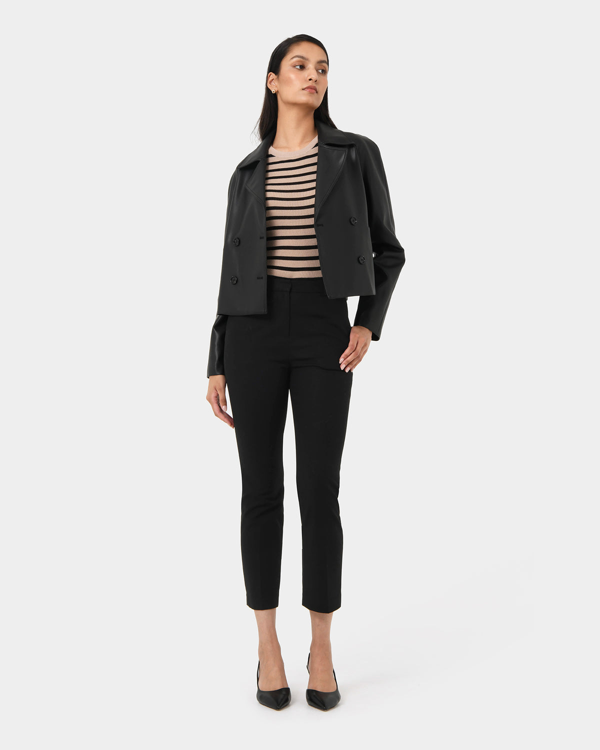 Hadley Straight Leg Pants in black — full-length view