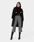Kyrie Herringbone Culotte in black ivory — full-length view