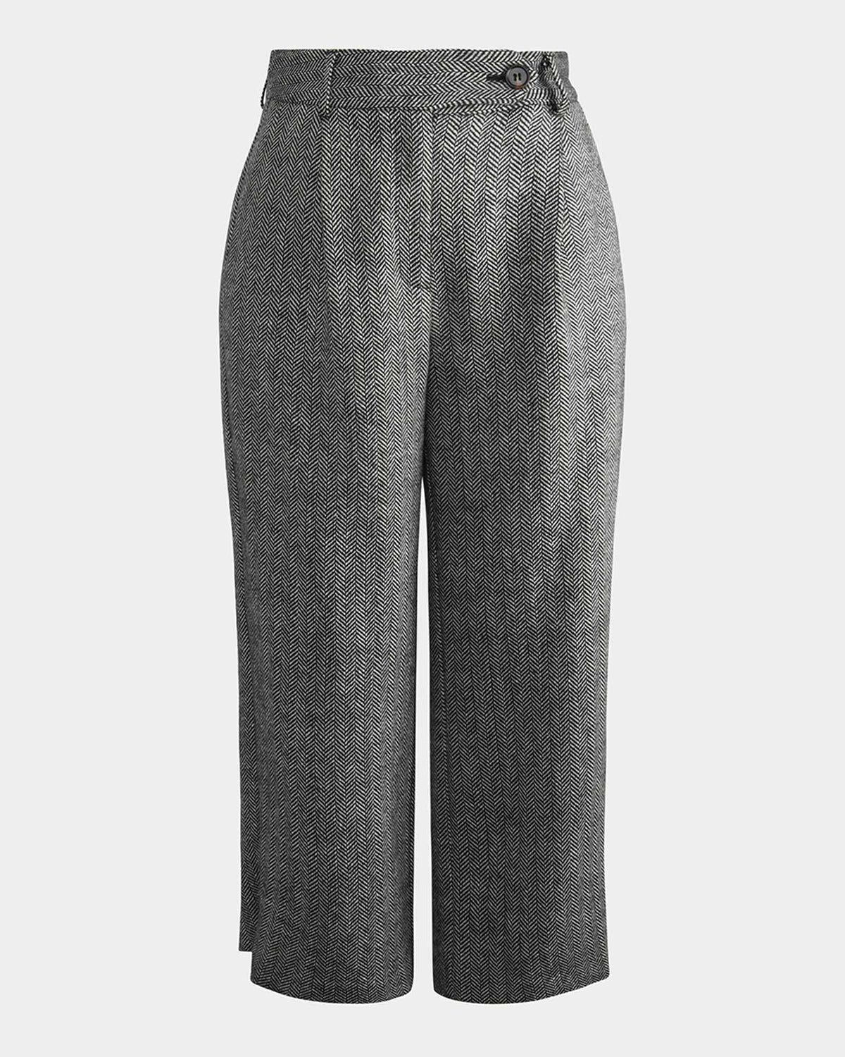 Kyrie Herringbone Culotte in black ivory — product-only view