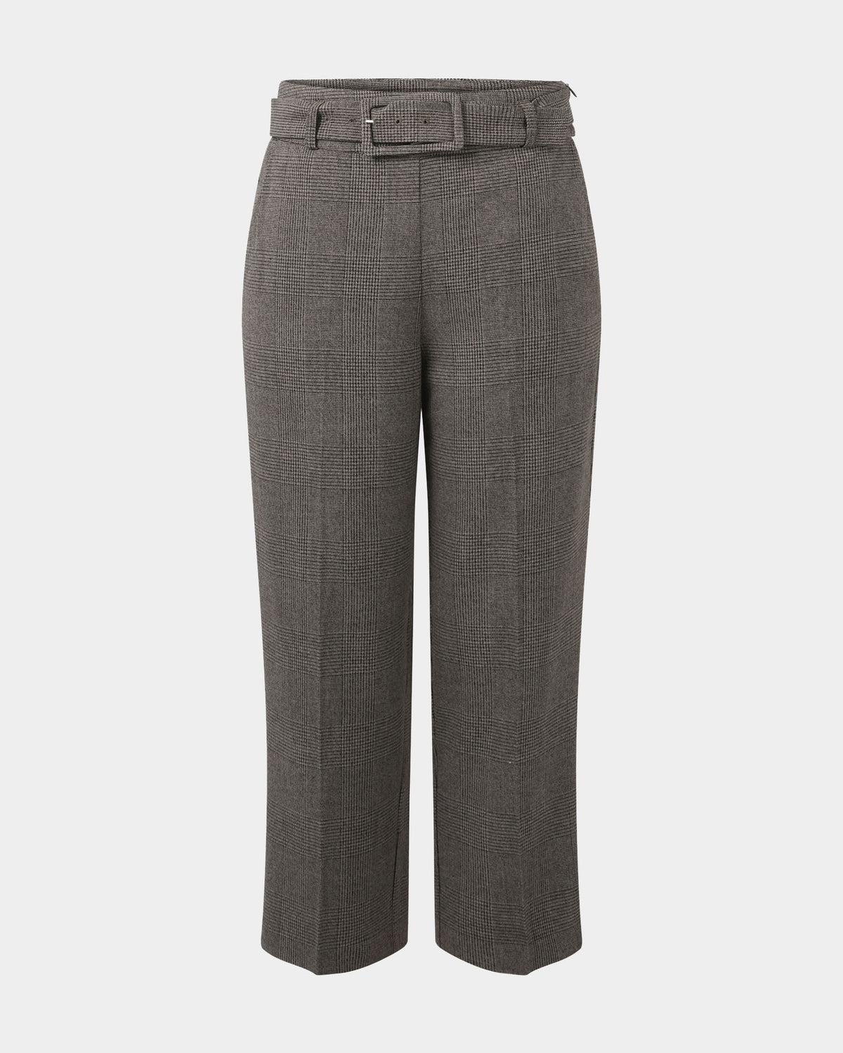 Kai Checked Crop Pants in beige black — product-only view