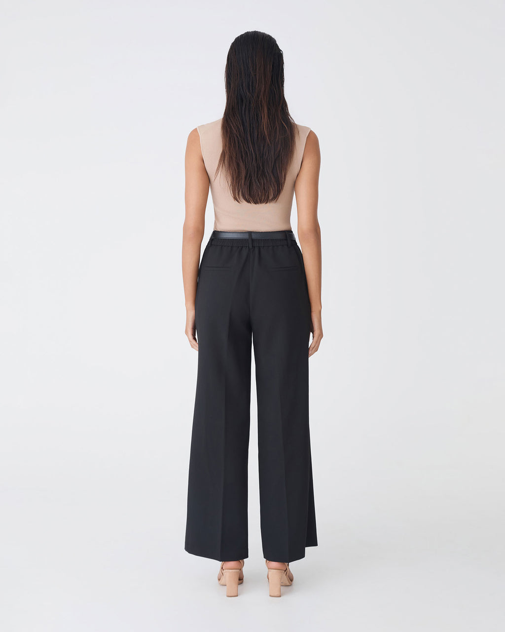 Nikki Tailored Elastic Pants in black — back view