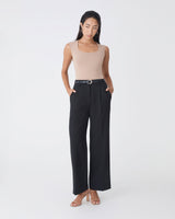 Nikki Tailored Elastic Pants in black — full-length view