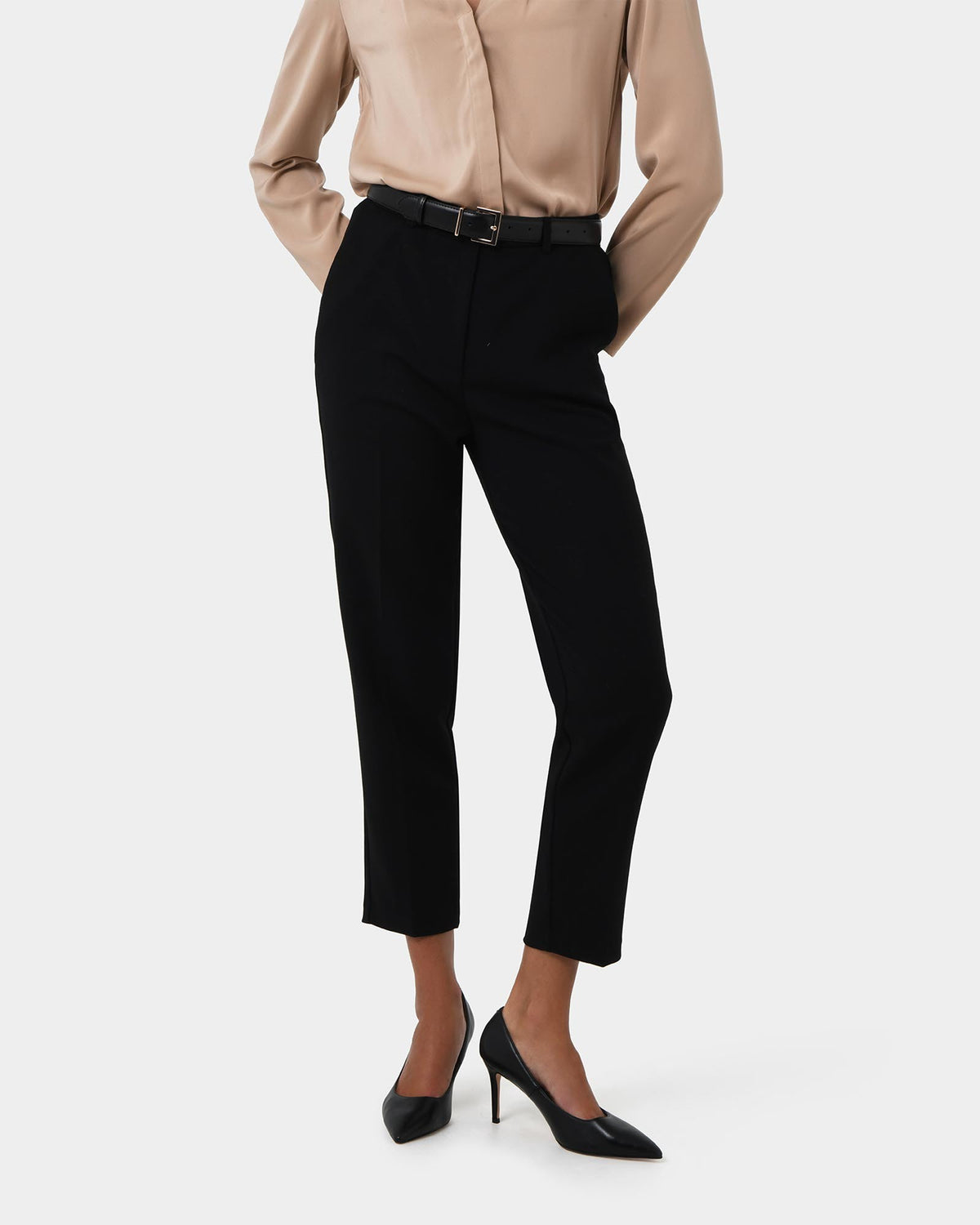 Elka Straight Leg Pants in black — close-up view